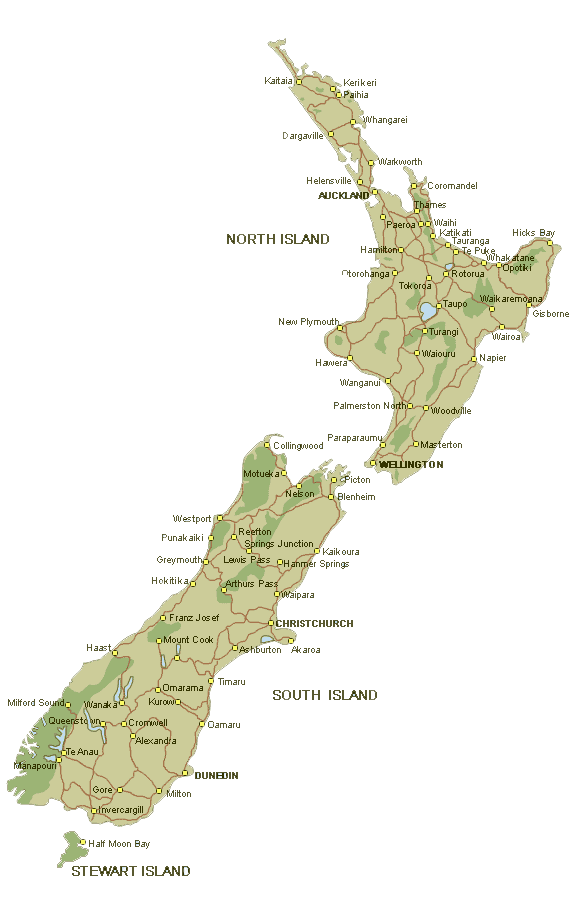 Подробная Карта Новой Зеландии