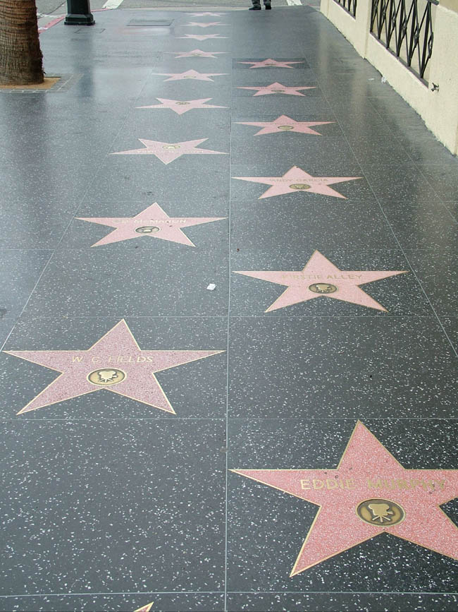Голливуд - Бульвар Голливуд - Прямо у стен Рузвельт Отеля Голливудская Аллея славы. Звезда снизу справа принадлежит Эдди Мэрфи. Холли Берри, 4 апреля 2007 года, стала 2333 обладательницей звезды.
