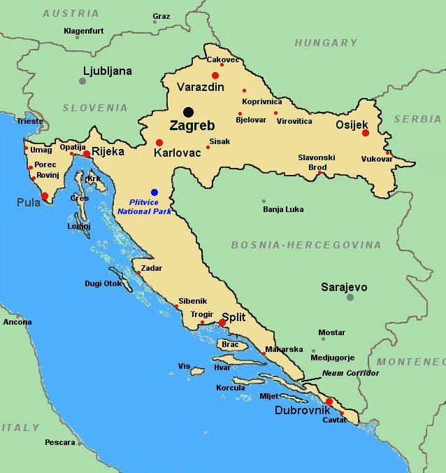 Карта Хорватии