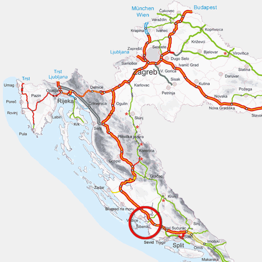 Дороги Хорватии, карта трасс