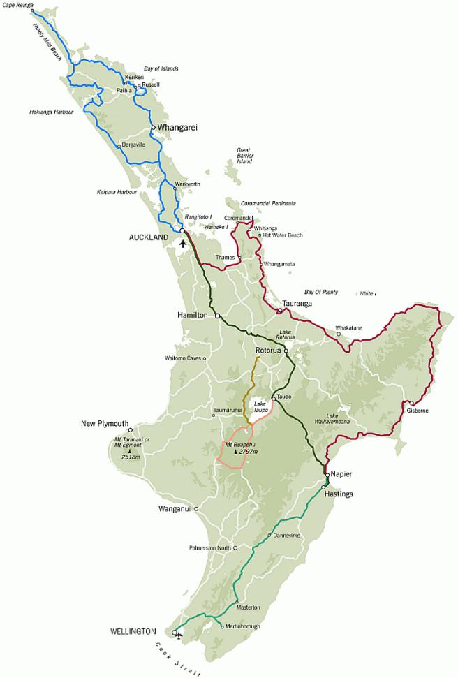 Север Новой Зеландии - Подробная Карта Новой Зеландии