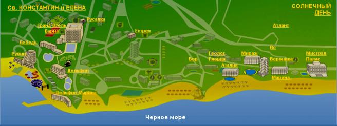 Туристическая карта курорта Св. Константин и Елена