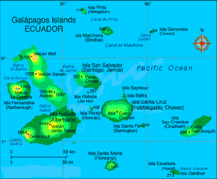 Галапагосcкие острова - карта